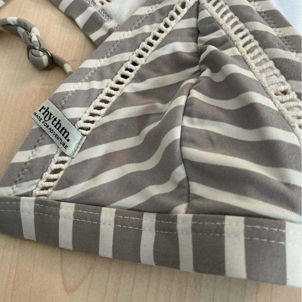 Rhythm Gray and White Striped Triangle Bikini Top - Picture 4 of 5